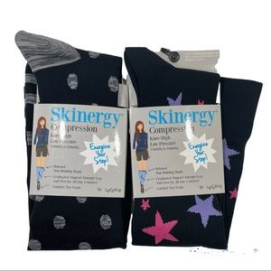 2 Pair: Skinergy Compression Knee-High Socks by LeGale Stars & Polka Dots